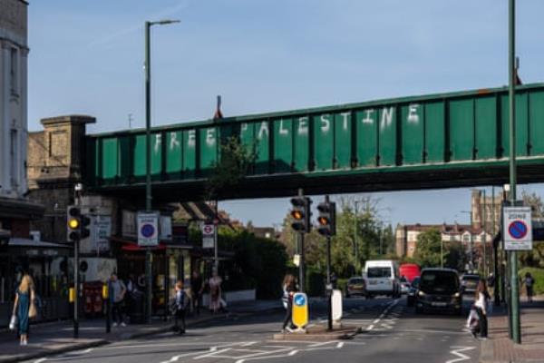 Graffiti on a railway bridge last year in Golders Green which has a significant Jewish population.