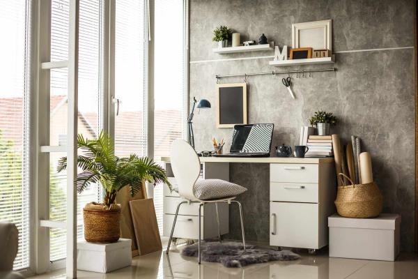 Gray home office