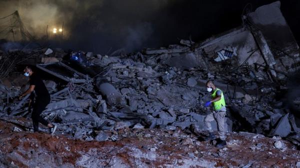 The site of an Israeli strike in Beirut's southern suburbs. Pic: Reuters